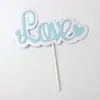 Decoração de Bolo de Aniversário para Assar Tanabata Dia dos Namorados Amor Rosa Cartão Festa Casamento Mesa de Sobremesas Plug-in