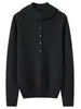 Suéter de cashmere com capuz, novo estilo outono e inverno para mulheres, camisa básica lisa de meia-botoadura, estilo doce, suéter pullover solto e que emagrece