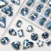 Estrela azul revestido gordo quadrado torto coração unha broca luz azul vidro unhas acessórios DIY acessórios para o cabelo atacado