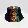 Gorro de Pescador con Graffiti de Celebridad de Internet de Doble Cara Retro Visera Solar Sombrero Protector Solar para Hombres y Mujeres Exterior Versátil Sombrero Cubeta Estampado Hip-hop