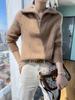Otoño e invierno Nuevo suéter de lana con solapa 2023 suéter holgado adelgazante para mujer cuello medio abierto con cremallera cachemira tejido camisa básica