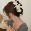 Presilha de Cabelo Retro de Bolinhas Pretas e Brancas de Alta Qualidade com Laço, Versátil e Elegante, Perfeita para Penteados Updo, Acessório de Cabelo Exquisito