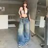 Pantalones de pierna ancha nuevos de primavera 2026 Jeans para mujer Pantalones de pierna curva Denim azul nostálgico retro Pantalones largos Envío directo extendido