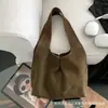 2025 Nova Bolsa Tote Estilo Preguiçoso Retrô Camurça Maillard Couro Bovino Fosco Grande Capacidade Ombro Único Axila Bolsa Feminina
