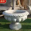 Vaso de Flor Esculpido em Pedra Vaso de Flor de Mármore Vaso de Flor de Pedra Amarela Ferrugem Vaso de Flor Estilo Europeu Pátio de Villa Bacia de Água Areia Dourada Vaso de Flor de Mármore Branco