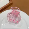 Grampo de cabeça de abóbora com almôndega meio amarrada, com strass, letras, garota gostosa, doce, legal, grampo de tubarão de alta qualidade, grampo de cabelo rosa dopamina