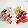 Fita de decoração de Natal fita para embrulhar presentes fita xadrez imitação de rena fita de linho fita listrada de Natal tecida à mão