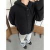 Suéter com Capuz Cinza Retrô 2024 Masculino Outono e Inverno Marca de Moda Preguiçoso High-end cleanfit Jaqueta Suéter de Tricô