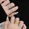 Anillo de apertura único con incrustaciones de circonita de lujo, ligero y de diseño único, estilo frío para mujer, exquisita joyería de moda.
