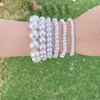 Pulsera de perlas artificiales para mujer diaria, pulsera de cuerda elástica de 4MM-14MM, joyería simple de perlas de imitación coreanas