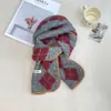 Bufanda de Punto de Cuadros Rombo de Gama Alta Retro Coreana para Mujer Atmósfera Otoño e Invierno 2025 Bufanda Versátil