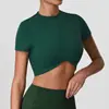 Top de Yoga Curto Irregular de Verão Esportivo Transfronteiriço Camiseta Manga Curta de Secagem Rápida para Corrida Moda Fitness Feminina