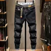 Jeans slim-fit preto e cinza da marca de alta qualidade e tendência, estilo coreano, calça longa de verão nova e da moda com stretch