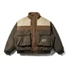 Roupas Masculinas Fronteira Norte Marca Americana Moderna 2025 Inverno Nova Jaqueta de Algodão Color Block Masculina Gola Alta Roupa de Trabalho Casaco de Algodão Engrossado
