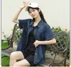 Toma real en stock: Nuevo top de algodón de estilo coreano, moda casual, diseño retro, nicho, corte holgado, delgado, manga corta