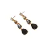 Pendientes de Gota de Agua Degradados Estilo Europeo y Americano Pendientes Largos Colgantes Negro Dorado Lujo Ligero Piedra Preciosa Versátiles para Viajar al Trabajo Citas