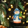 Popular Transfronterizo Acrílico 2D Gorro Navideño Muñeco de Nieve Lindo Colgante de Manualidades Decoración de Árbol de Navidad Colgante de Coche