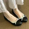 Zapatos planos de estilo francés Chuyuji con lazo y cuadros, punta redonda, para mujer, modernos, transpirables, de tacón bajo, estilo Mary Jane