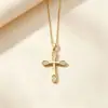 Design de Nicho Estilo Simples Exquisito Pingente de Colar Cruz com Zircônia Microfixada Corrente de Clavícula Personalidade Transfronteiriça Europeia e Americana Mulheres