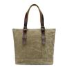 Nova bolsa mensageiro de lona encerada neutra para homens e mulheres, bolsa de mão de grande capacidade, retrô, primeira camada de couro bovino, bolsa de mão dupla