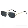 Gafas de Sol Cuadradas Sin Marco Transfronterizas con Patillas de Gancho de Garra, Gafas de Sol de Estilo de Alta Gama para Mujer, Para Fiestas, Estilo Europeo y Americano, Protección UV