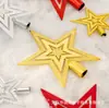 Decoração de topo de árvore de Natal estrela vermelha de topo de árvore estrela dourada de cinco pontas decoração de Natal plana cinco estrelas 10CM 15CM 20CM