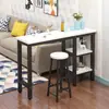 Mesa de Bar para Uso Doméstico, Barra de Bar Pequeña para Sala de Estar, Gabinete Divisor de Cocina, Mesa Lateral para Ventana de Balcón, Mesa y Sillas de Patas Altas, Mesa de Comedor Estrecha Larga, Barra