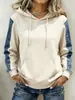 2026 Nueva Sudadera con Capucha Patchwork Transfronteriza de Amazon, Suéter de Manga Larga Holgado, Top con Bolsillo para Mujer, Chaqueta Casual