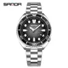 Reloj de Cuarzo Luminoso Impermeable Sanda para el Lugar de Trabajo Hombres de Negocios Correa de Acero Sólido Bisel Giratorio Calendario Simple Reloj de Pulsera