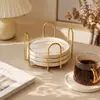 Estante de Almacenamiento para Posavasos de Café de Hierro Forjado Transfronterizo Estante Creativo para Exhibir Posavasos de Agua Estante de Almacenamiento para Escritorio del Hogar