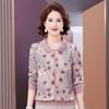 Blusa Elegante de Primavera y Otoño para Mamá, Manga Larga, Cuello Fino, Camiseta 2024 Nueva Ropa de Primavera para Mujeres de Mediana Edad y Mayores
