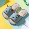 Chinelo Infantil Feminino Estilo Japonês para Casa, Chinelo de Verão para Interior Doméstico com Sola Macia para Homens e Mulheres, Crianças Médias e Grandes, Chinelo de Algodão e Linho