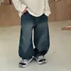 Pantalones Vaqueros Unisex para Niños de Primavera y Otoño, Bebé, Estilosos, Personalidad Infantil, Marca de Moda, Estilo Coreano de Moda, Parches, Pierna Recta Holgada