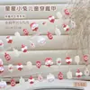 Uñas postizas hechas a mano, prefabricadas, con diseños de corazones calados, estrellas, conejito lindo y moño, uñas postizas para niños dulces y removibles, 30 piezas