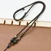 Cordón Negro para Collar Trenzado a Mano con Colgante para Hombres, Cordón de Cuero Negro con Colgante Pixiu y Buda de Ébano Negro