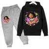 Transfronterizo 2025 Nueva Primavera y Otoño Nuevo Santa Claus Niños y Niñas Sudaderas con Capucha y Pantalones Deportivos de Dibujos Animados de Manga Larga Moderno