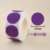 Color 2.5cm Punto Papel Recubierto Rollo de Etiquetas Sello Redondo Adhesivo Blanco Marcador de Clasificación Manual Adhesivo
