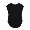 6067-25 Modal Holgado Abertura Cuello Redondo Manga Corta Chaleco Camiseta para Yoga Deportes al Aire Libre Ropa de Yoga Manga Corta
