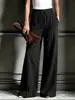 2026 Outono e Inverno Transfronteiriço Europeu e Americano Amazon Novo High-End Cor Sólida Canelado Casual Versátil Bolso Calça Wide Leg