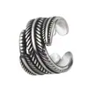 Pinza de Oreja de Pluma de Plata Vintage para Hombre Tendencia Personalizada Plata Anti-Tailandesa Pendientes Individuales Pinza de Oreja de Moda para Hombre