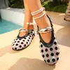 Zapatos Mary Jane de Lunares Retro Nuevos Europeos y Americanos 2026 para Mujer, Zapatos Planos de Punta Redonda con una Sola Correa, Zapatos de Punta Cerrada