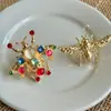 Anillo Abierto de Metal de Latón Vintage Sellado con Mariposa Incrustada de Diamante con un Estilo de Alta Gama