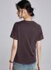 Camiseta Ligera de Tencel Lino Hombro Ancho Cuello Redondo Manga Corta para Mujer Color Sólido Simple Versátil Top Verano Mujer 1688