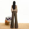 Pantalones de Mezclilla Estilo Retro Americano Ajustados Color Café Marrón, Estilo Nuevo, Cómodos para Otoño e Invierno, Largos hasta el Piso, Ligeramente Acampanados, Versátiles con Caída