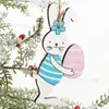 Huevo decorativo de madera para fiesta de Pascua, colgante pequeño para procesamiento personalizado, manualidades de madera, adornos de conejo
