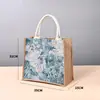 Bolsa tote de lona para pintura a óleo retrô feita sob medida, grande capacidade, perfeita para compras, com fecho magnético oculto e disponível com impressão de logotipo