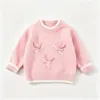 Suéter de terciopelo coreano para niñas, estilo de dibujos animados, nueva moda de otoño e invierno, top lindo y cálido para niños, suéter de bebé niña