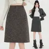 Falda versátil de estilo coreano vintage de cintura alta, suave, de corte holgado y con una hermosa caída, adecuada para otoño e invierno, disponible en versión larga y corta, moderna falda de línea A