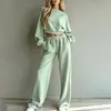Conjunto de Moletom Casual Minimalista Curto e Longo e Calça Wide-Leg Novo Europeu e Americano Outono/Inverno 2026