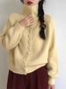 Cardigan de malha de gola alta feminino 2024 outono e inverno novo estilo coreano retrô estilo preguiçoso suéter solto de alta qualidade